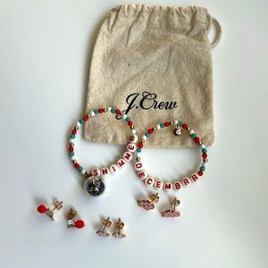 Crewcuts (J Crew) accessories winter set: 2 bracelets, 3 earrings, dust bag NWOT